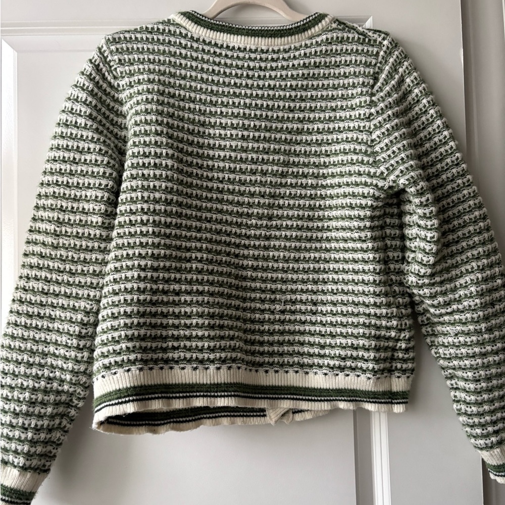 Nanette Lepore Green and White Sweater Cardigan